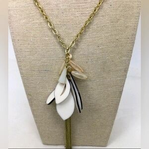 Ann Taylor Simulated Petal Tassel Long Chain Necklace